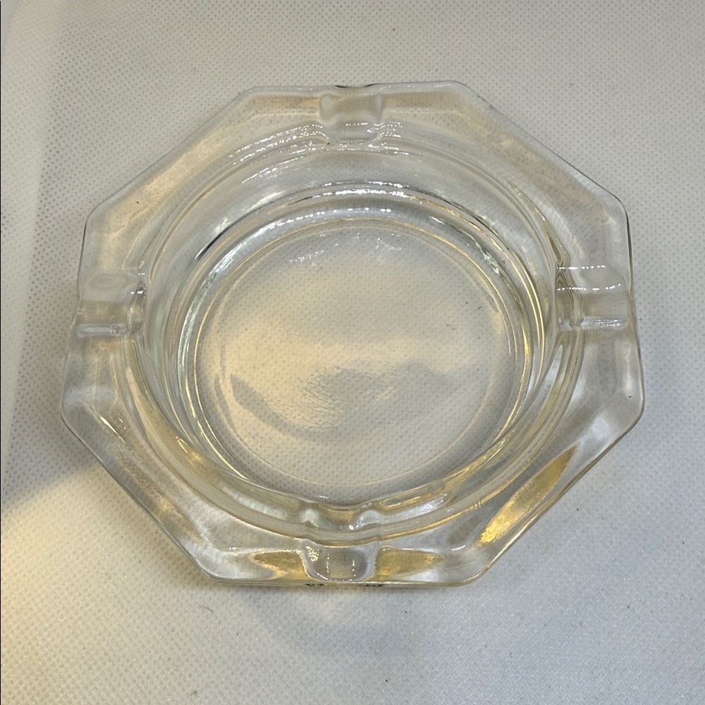 Ashtray Octagonal Clear Glass 4.5 IN Diameter Mid Century Modern Vintage